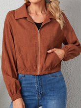 Corduroy Zip Up Crop Jacket Sai Feel