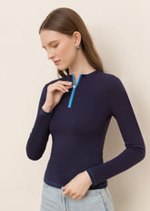 Cotton Zipper Crop Top Sai Feel