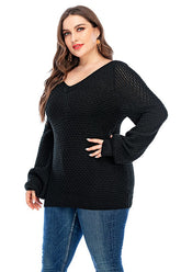 Cozy Knit V-Neck Plus-Size Sweater Sai Feel