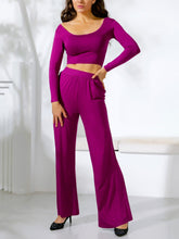 Crop Top and Wide Leg Pants Set Sai Feel