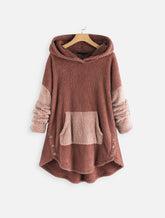 Cusual loose plush solid color hoodie Sai Feel