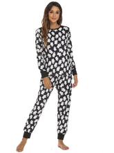Cute Ghost Cartoon Print Woman Soft Long Sleeve Pajama Set Sai Feel