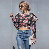 Cutesy Floral Cropped Blouse Sai Feel