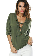 Deep V Neck Lace Up Top Sai Feel