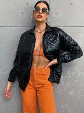 Diamond lattice stand collar zipper mid-length temperament jacket Sai Feel