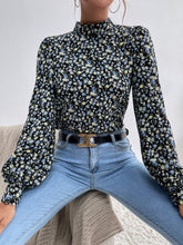 Disty Floral Mock Neck Blouse Sai Feel