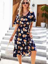 Disty Floral Smocked Elastic Waist Ruffle Hem Dress Sai Feel