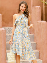 Ditsy Floral print One Shoulder Belted Dress Sai Feel