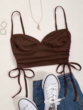 Drawstring Ruched Side Bustier Cami Top Sai Feel