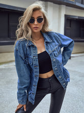 Drop Shoulder Button Up Patch Pocket Denim Jacket Sai Feel