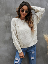 Drop Shoulder Chunky Knit Ball Sweater Sai Feel