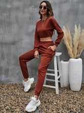 Drop Shoulder Crop Pullover & Sweatpants Set Sai Feel