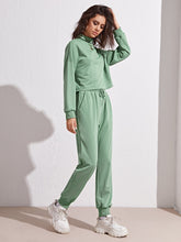 Drop Shoulder Crop Top & Sweatpants Sai Feel