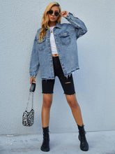 Drop Shoulder Raw Hem Denim Coat Sai Feel