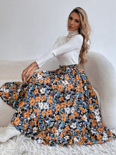 Elastic Waist Morning Glory Ruffled Maxi Skirt Sai Feel