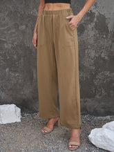 Elastic Waist Pocketed Wide Leg Pants Sai Feel