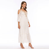 Embroidered Fringe Lace Skirt Boho Style Suspender Long Skirt Sai Feel