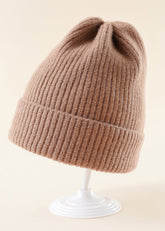 Extra Warm Knit Pleated Top Beanie Sai Feel