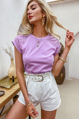 Eyelet Short-Sleeve Summer T-Shirt Sai Feel
