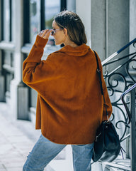 Aiden Fuzzy Knit Shacket - Kamel - ENDGÜLTIGER VERKAUF