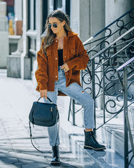 Aiden Fuzzy Knit Shacket - Kamel - ENDGÜLTIGER VERKAUF