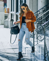 Aiden Fuzzy Knit Shacket - Camel - FINAL SALE