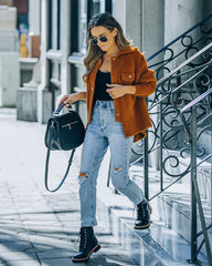 Aiden Fuzzy Knit Shacket - Kamel - ENDGÜLTIGER VERKAUF