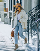 Aiden Fuzzy Knit Shacket - Ivory - FINAL SALE