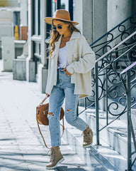 Aiden Fuzzy Knit Shacket - Ivory - FINAL SALE