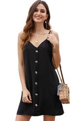 Fashion Ladies Buttoned Slip Cami sleeveless Dress Sai Feel