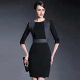 Fashion Office Round Neck Solid Bodycon Dress Spring/Autumn Sai Feel