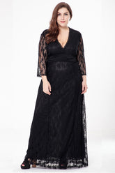 Fashion Women Mother of The Bride Dress with 3/4Sleeves Dress Lace Formal Evening Gowns for Wedding Party Sai Feel