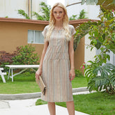 Fashion Women Plus Size Casual Short Sleeve Cotton Blends Dress Sai Feel