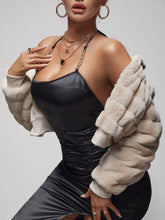 Faux Fur Zip Up Crop Jacket Sai Feel