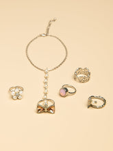 Faux Pearl Bracelet & Sea Animal Rings Giftset Sai Feel