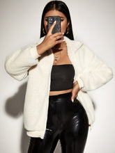 Faux Rabbit Fur Zip Up Coat Sai Feel