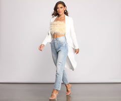 First In Class Peplum High Low Jacket Sai Feel