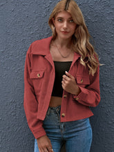 Flap Pocket Button Front Corduroy Jacket Sai Feel