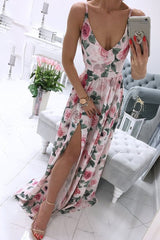 Floor-Length Split V-Neck Sleeveless A-Line Women's Dress Sai Feel