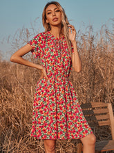 Floral Lace-up Waist Dress Sai Feel