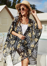 Floral Leave Print Tassel Decor Cover Up Shawl Sai Feel