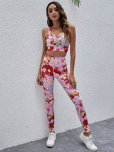 Floral Print Criss Cross Sports Bra And Leggings Sai Feel