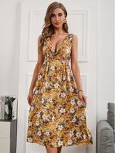 Floral Print Cut Out Backless Dress Sai Feel