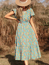 Floral Print Ruffle Hem Dress Sai Feel