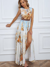 Floral Print Split Thigh Maxi Dress Sai Feel
