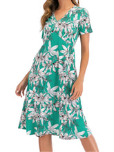 Floral Print V-Neck Half Elastic Waist Dress Sai Feel