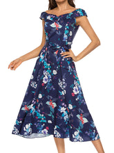 Floral Printed V Neck Drop Shoulder Dress with Belt Sai Feel
