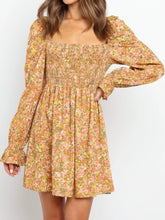 Floral Printed square collar long sleeves dress Sai Feel