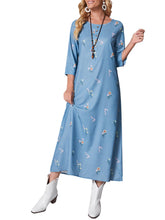 Floral Printing Middle Sleeve Dress Sai Feel