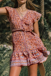 Floral Ruffle Button Down Mini Dress Sai Feel